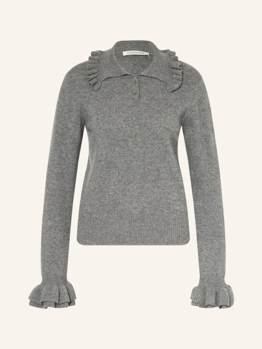 Zdjęcie produktu Alcidia Da Veiga Sweter Z Kaszmiru Z Falbanami grau SZARY