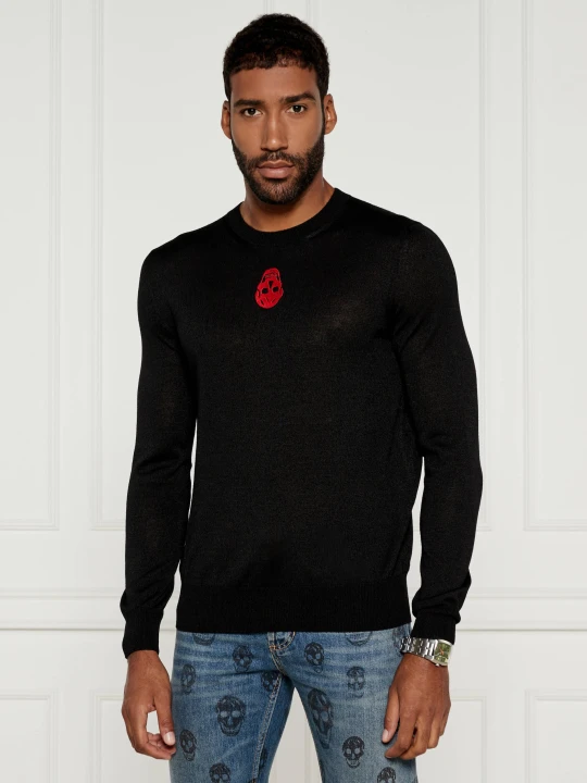 Zdjęcie produktu Alexander McQueen Wełniany sweter JUMPER | Regular Fit czarny