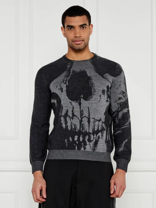 Zdjęcie produktu Alexander McQueen Wełniany sweter | Regular Fit grafitowy