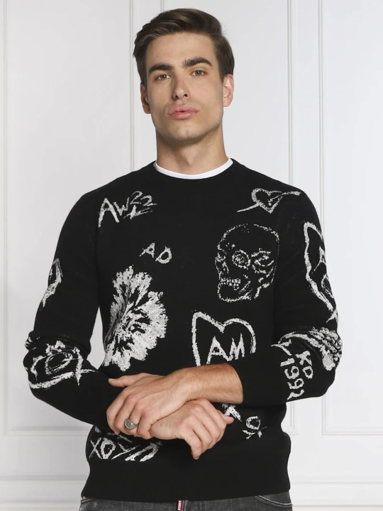 Zdjęcie produktu Alexander McQueen Wełniany sweter | Regular Fit czarny