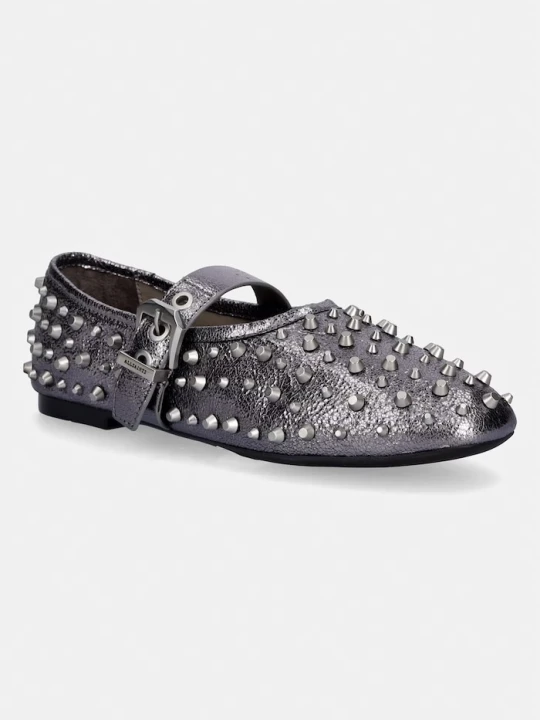 Zdjęcie produktu AllSaints baleriny skórzane Sabine Stud Shoe srebrny