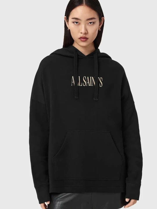 Zdjęcie produktu AllSaints bluza z kapturem damska bawełniana CORA czarny
