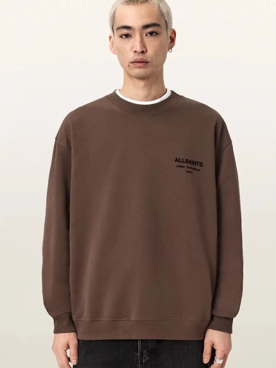 Zdjęcie produktu AllSaints bluza męska bawełniana XANDER brązowy