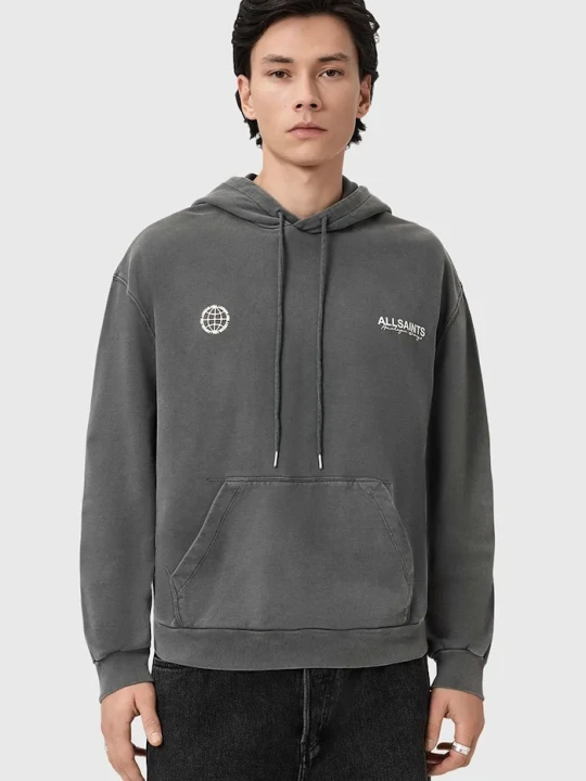 Zdjęcie produktu AllSaints bluza z kapturem męska bawełniana EMBLEM szary