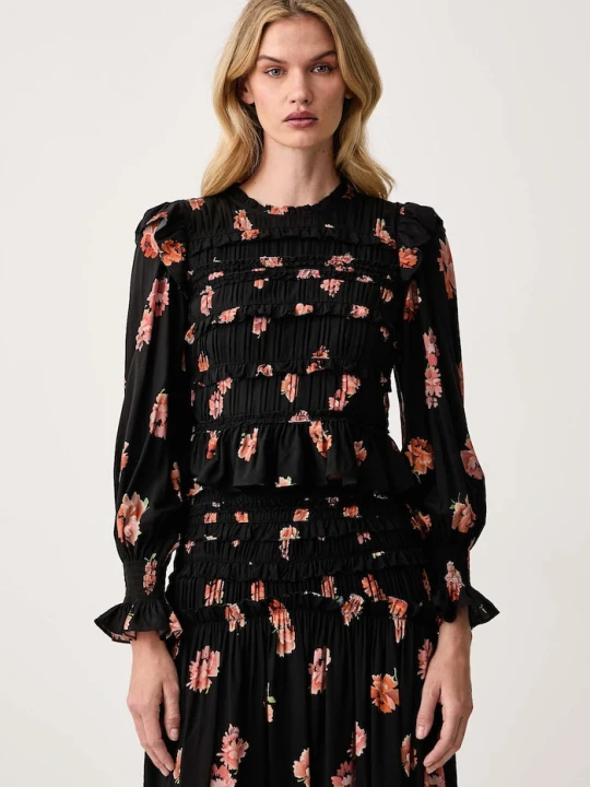 Zdjęcie produktu AllSaints bluzka koszulowa damska bawełniana LAUREN czarny