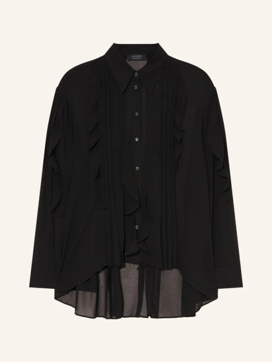 Zdjęcie produktu Allsaints Bluzka Koszulowa Minna Z Plisami I Falbanami schwarz CZARNY