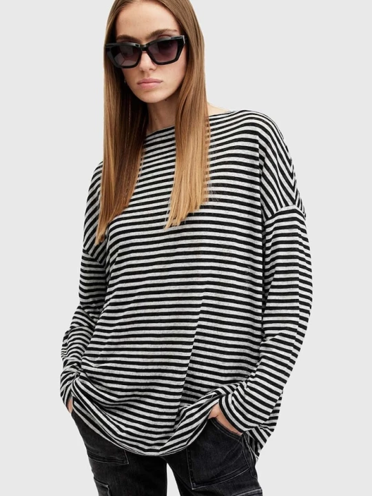 Zdjęcie produktu AllSaints bluzka RITA STRIPE TEE szary