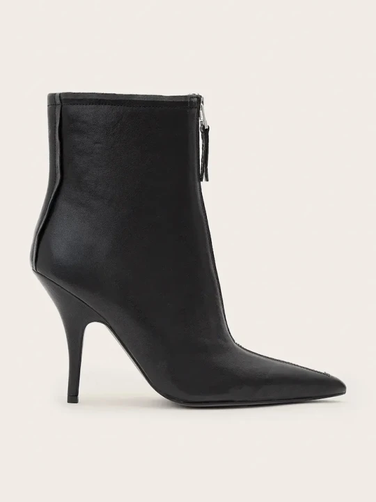 Zdjęcie produktu AllSaints botki na wysokim obcasie damskie skórzane Vera Zip Boot czarny