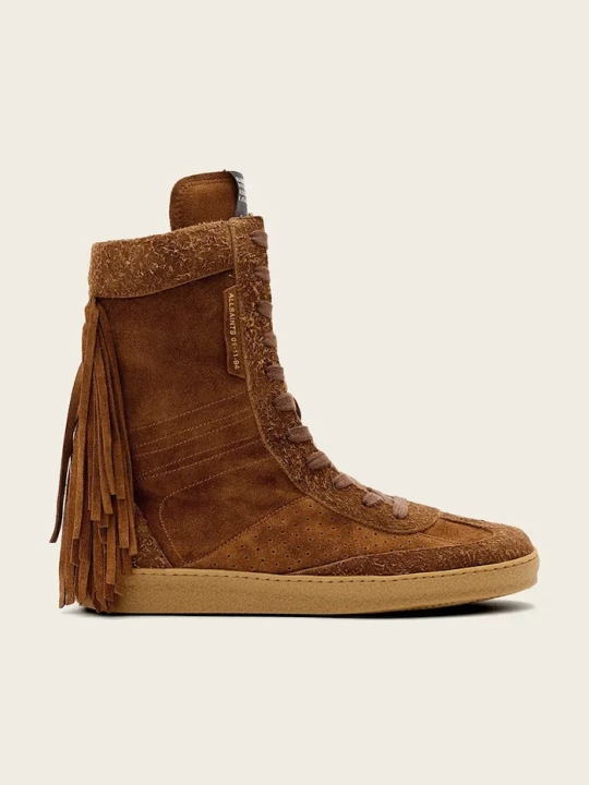 Zdjęcie produktu AllSaints buty zamszowe Louise Fringe Ht brązowy