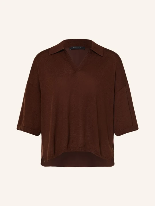 Zdjęcie produktu Allsaints Dzianinowa Koszulka Bern Z Mieszanki Materiałów braun BRĄZOWY