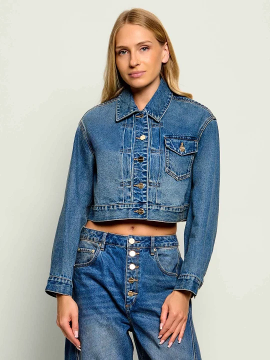 Zdjęcie produktu AllSaints Jeansowa kurtka Blink | Cropped Fit niebieski