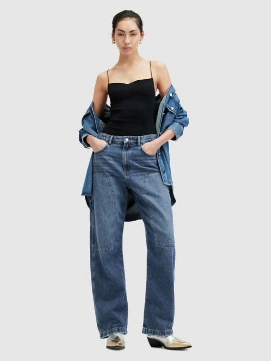 Zdjęcie produktu AllSaints jeansy MIA CARPENTER turkusowy