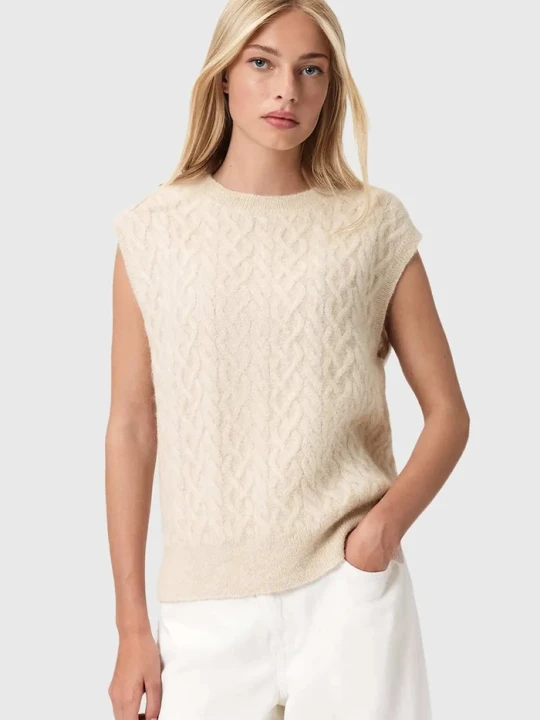 Zdjęcie produktu AllSaints kamizelka z dodatkiem wełny beżowy
