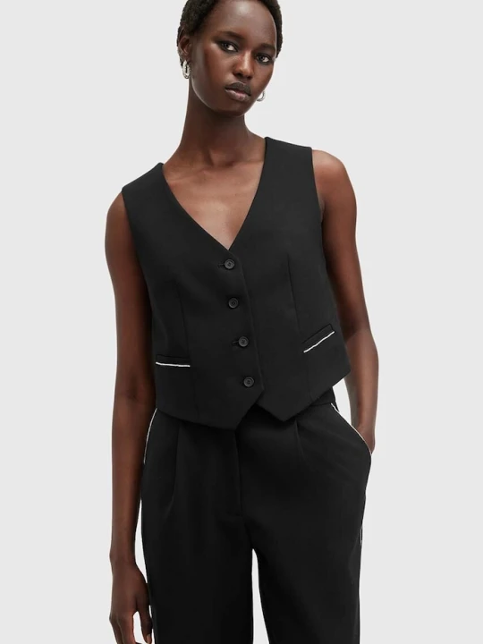 Zdjęcie produktu AllSaints kamizelka z domieszką wełny ATLAS KRYS WAISTCOAT czarny