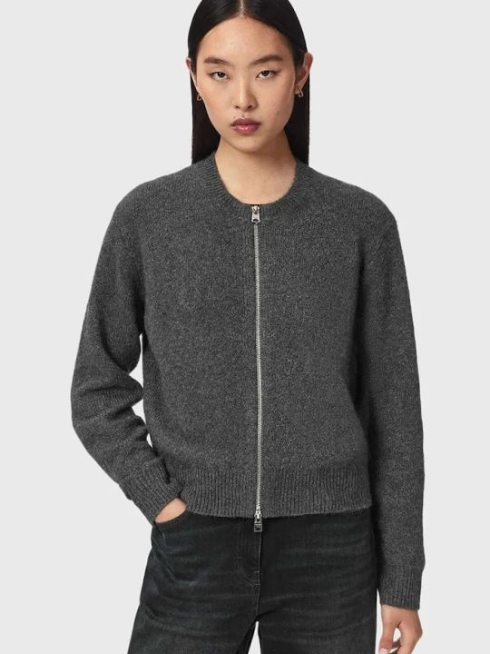 Zdjęcie produktu AllSaints kardigan damski z dodatkiem wełny EFFIE szary
