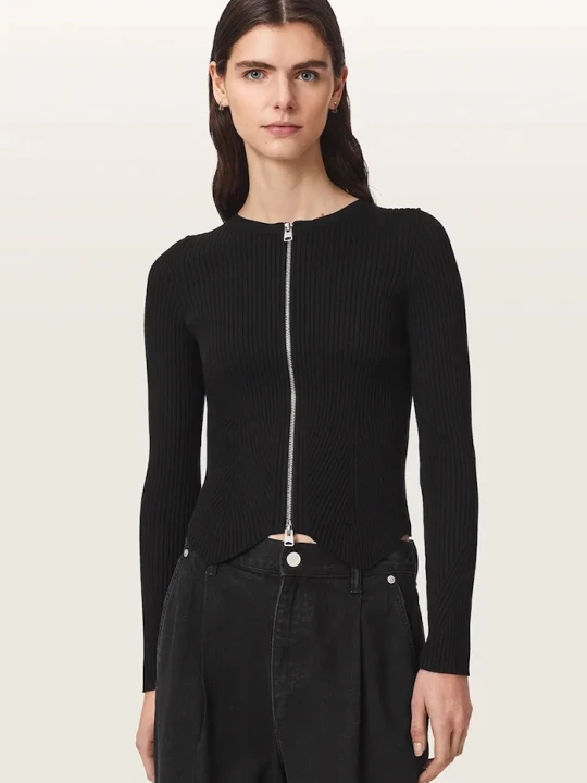 Zdjęcie produktu AllSaints kardigan damski z wiskozą CRUZ ZIP czarny