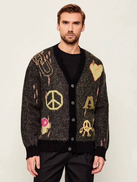 Zdjęcie produktu AllSaints Kardigan EMOTIVE | Oversize fit | z dodatkiem wełny czarny