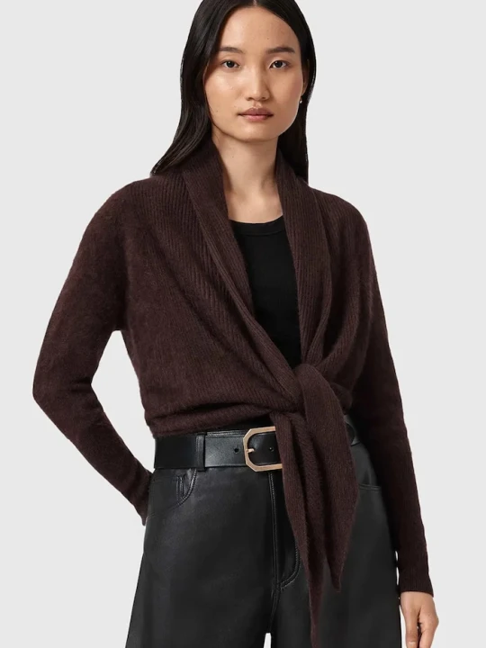 Zdjęcie produktu AllSaints kardigan kaszmirowy brązowy