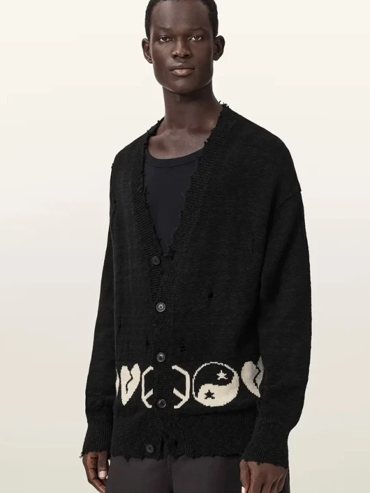 Zdjęcie produktu AllSaints kardigan męski bawełniany TABUA czarny