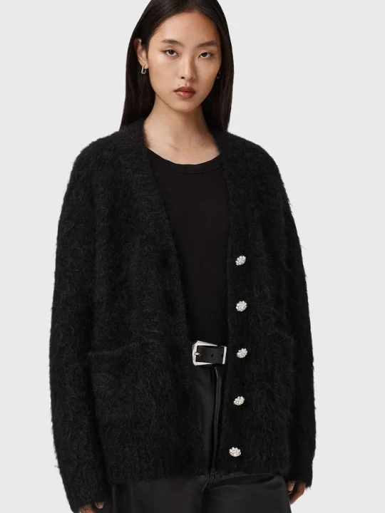 Zdjęcie produktu AllSaints kardigan z wełną czarny