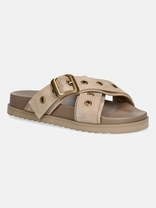 Zdjęcie produktu AllSaints klapki skórzane Suki Western Sandal beżowy