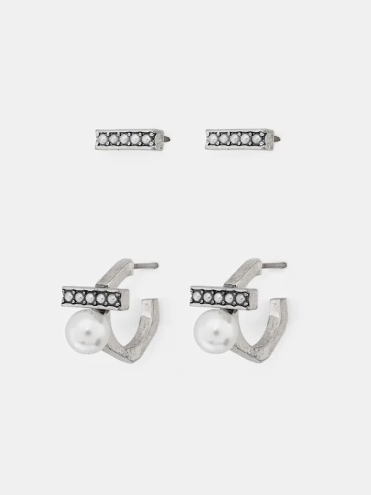 Zdjęcie produktu AllSaints kolczyki damskie 2-pack srebrny