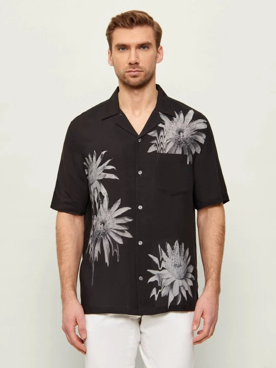 Zdjęcie produktu AllSaints Koszula FLORAZE | Relaxed fit | z dodatkiem lnu czarny