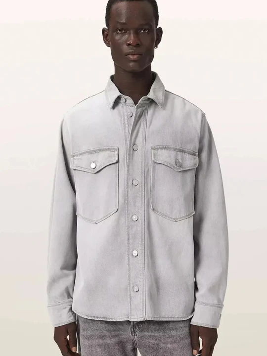 Zdjęcie produktu AllSaints koszula męska jeansowa ALBIN szary