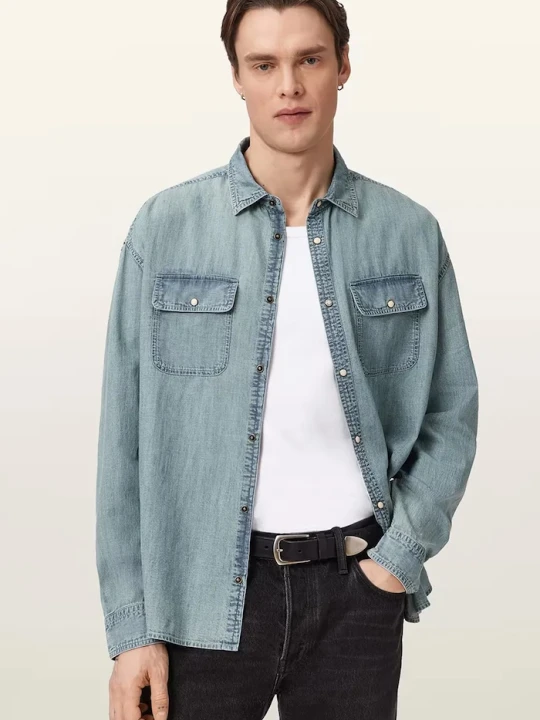 Zdjęcie produktu AllSaints koszula męska jeansowa GRIBBS niebieski