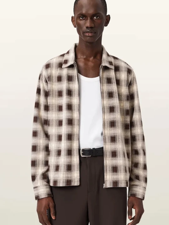 Zdjęcie produktu AllSaints koszula męska KRATER LS SHIRT beżowy