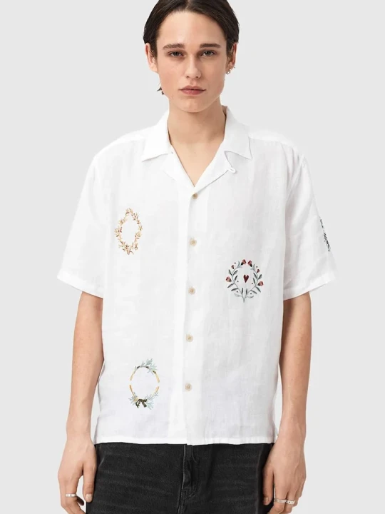 Zdjęcie produktu AllSaints koszula męska lniana DECK beżowy