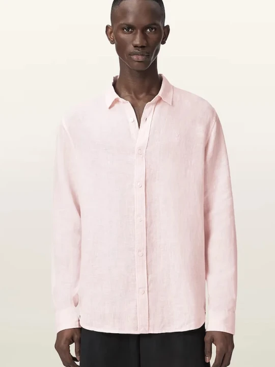Zdjęcie produktu AllSaints koszula męska lniana LOOM różowy