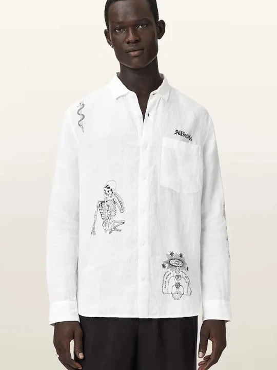 Zdjęcie produktu AllSaints koszula męska lniana TERROR biały