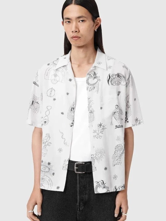 Zdjęcie produktu AllSaints koszula z dodatkiem lnu TERRA beżowy