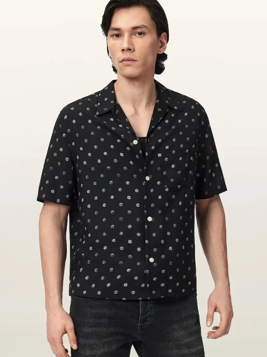 Zdjęcie produktu AllSaints koszula z dodatkiem lnu UPTON czarny
