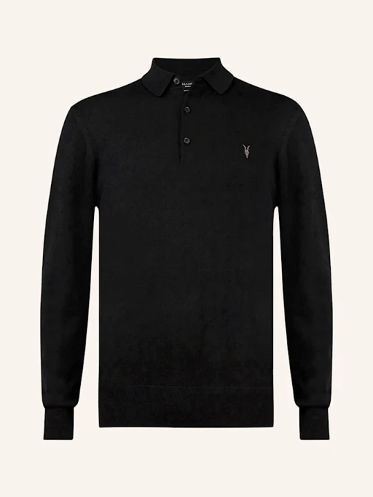 Zdjęcie produktu Allsaints Koszulka Polo Z Dzianiny Mode Z Wełny Merino schwarz CZARNY