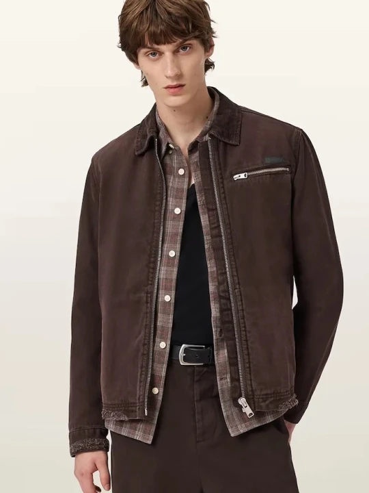 Zdjęcie produktu AllSaints kurtka przejściowa męska bawełniana brązowy