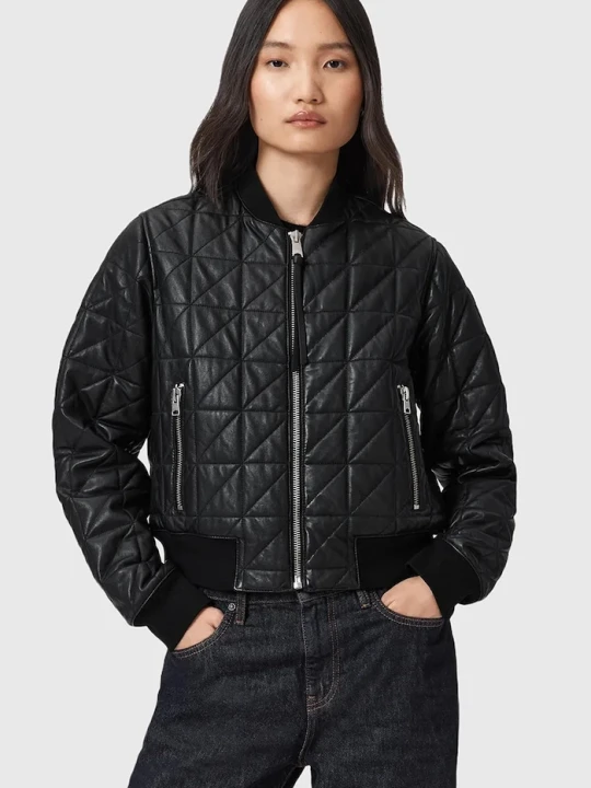 Zdjęcie produktu AllSaints kurtka bomber skórzana CARLY czarny