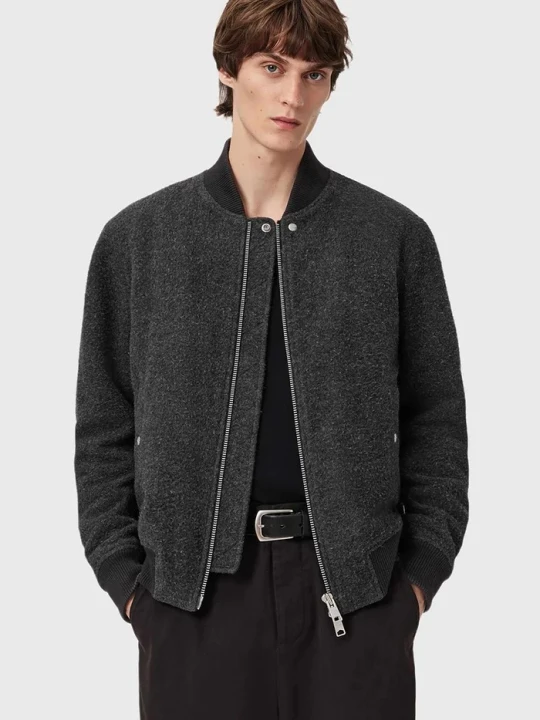 Zdjęcie produktu AllSaints kurtka bomber z dodatkiem wełny szary