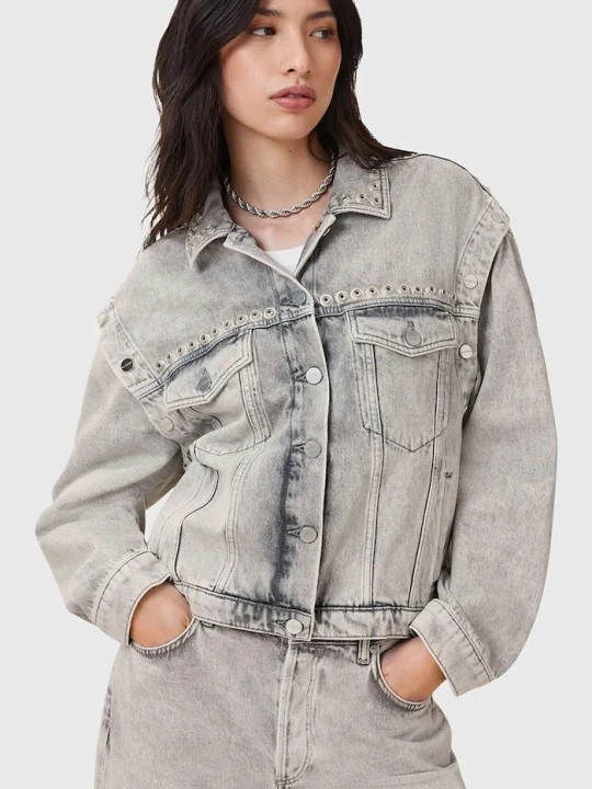 Zdjęcie produktu AllSaints kurtka jeansowa bawełniana CHLO szary