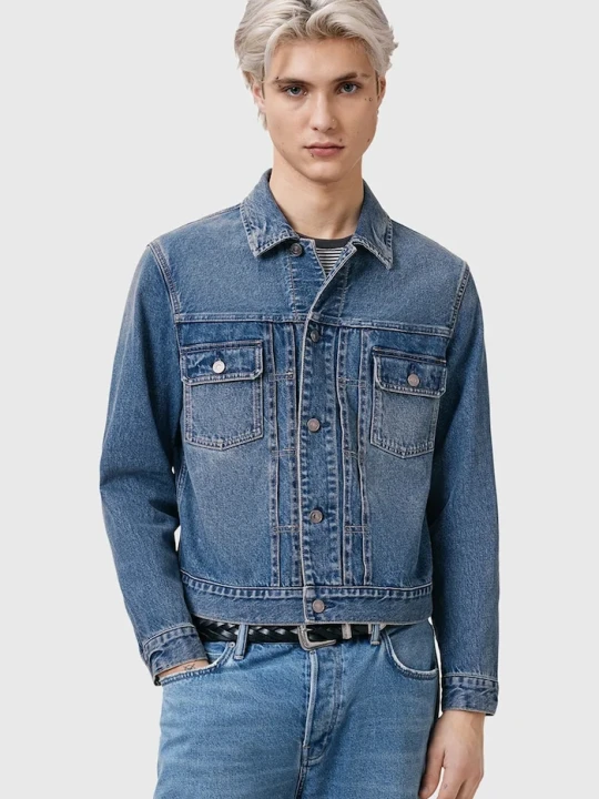Zdjęcie produktu AllSaints kurtka jeansowa męska bawełniana EXILE niebieski