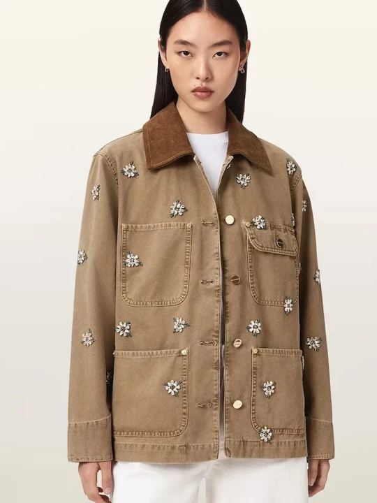 Zdjęcie produktu AllSaints kurtka koszulowa damska bawełniana BEX brązowy