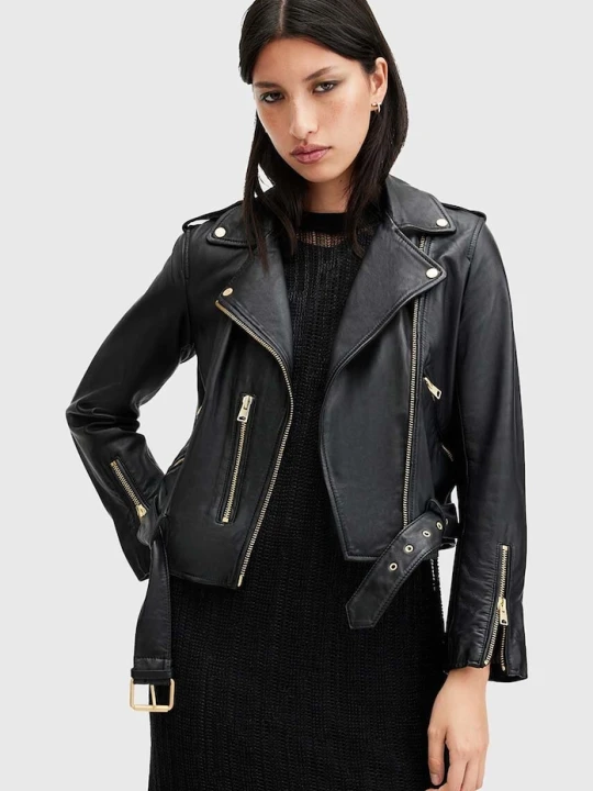 Zdjęcie produktu AllSaints ramoneska damska skórzana BALFERN BIKER czarny