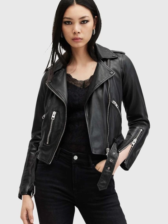 Zdjęcie produktu AllSaints ramoneska damska skórzana BALFERN BIKER czarny