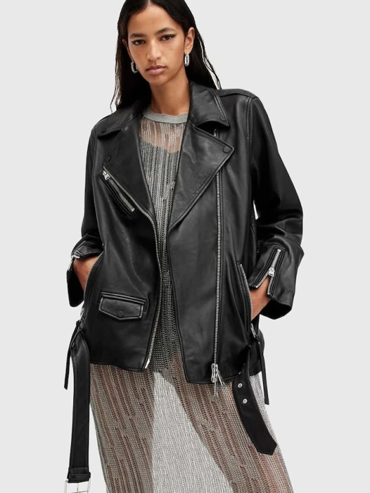Zdjęcie produktu AllSaints kurtka skórzana BILLIE czarny