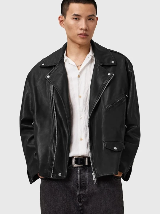 Zdjęcie produktu AllSaints kurtka skórzana BRADFORD czarny