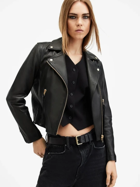 Zdjęcie produktu AllSaints kurtka skórzana DALBY czarny
