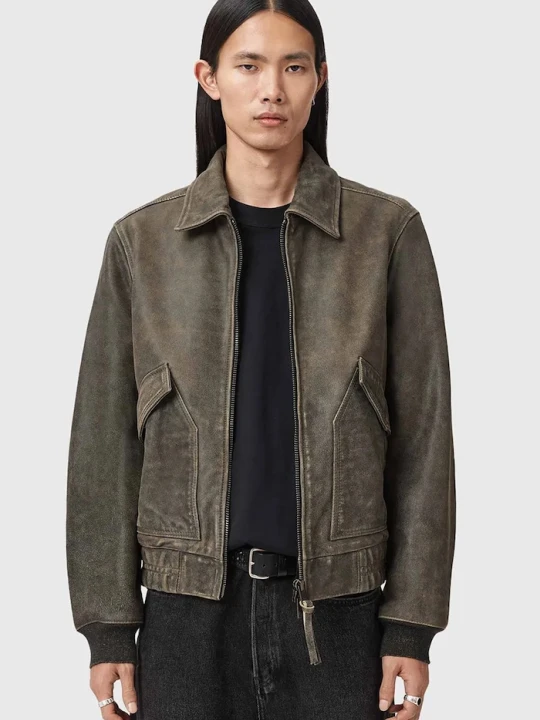 Zdjęcie produktu AllSaints kurtka skórzana MARLAND brązowy