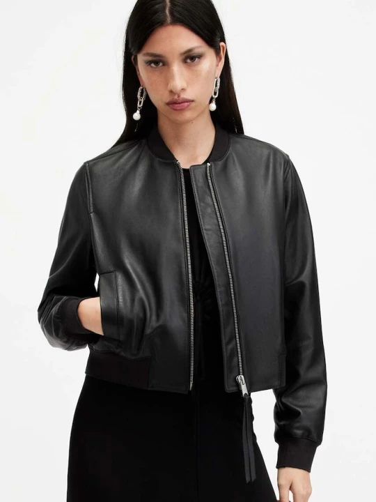 Zdjęcie produktu AllSaints kurtka skórzana ORTEN BOMBER JACKET czarny