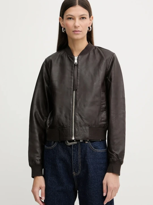 Zdjęcie produktu AllSaints kurtka skórzana ORTEN BOMBER JACKET brązowy